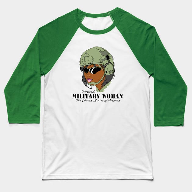 Proud Military Woman V2  (light tees) Baseball T-Shirt by Illustratorator